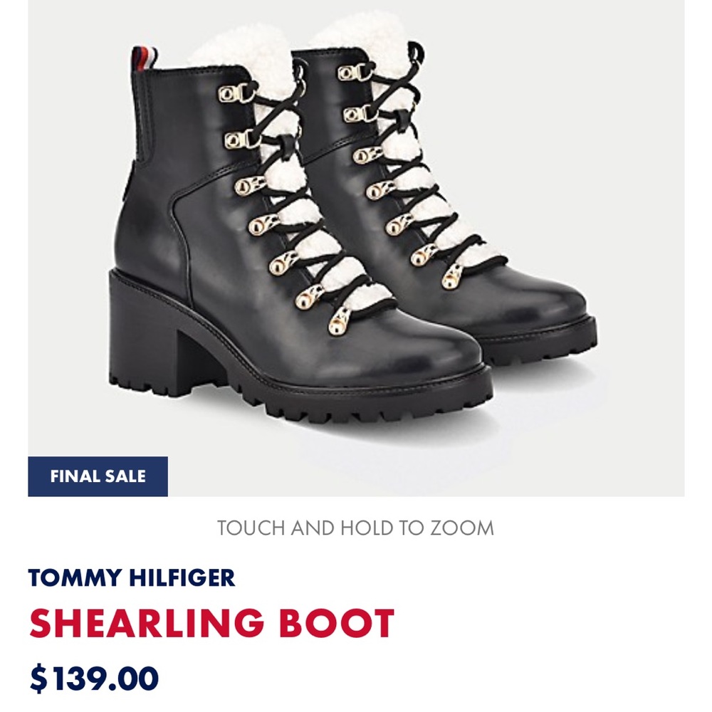 Tommy Hilfiger Shearling boot size 8 black, worn once